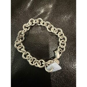 Monet Sterling Silver Charm Bracelet‎ Blue Chalcedony Gemstone Lobster Clasp